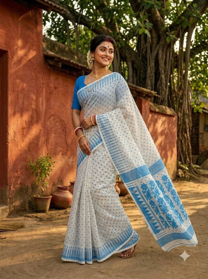 Basanti Bela Bengal Jamdani Saree
