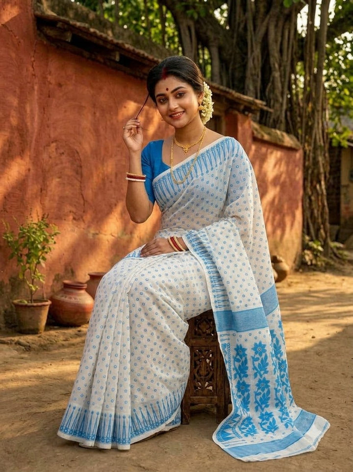 Basanti Bela Bengal Jamdani Saree