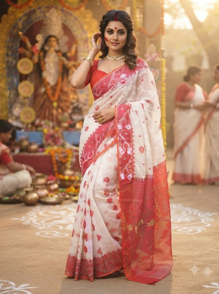 Banglar Taan- Dhakai Jamdani Saree(Pink)