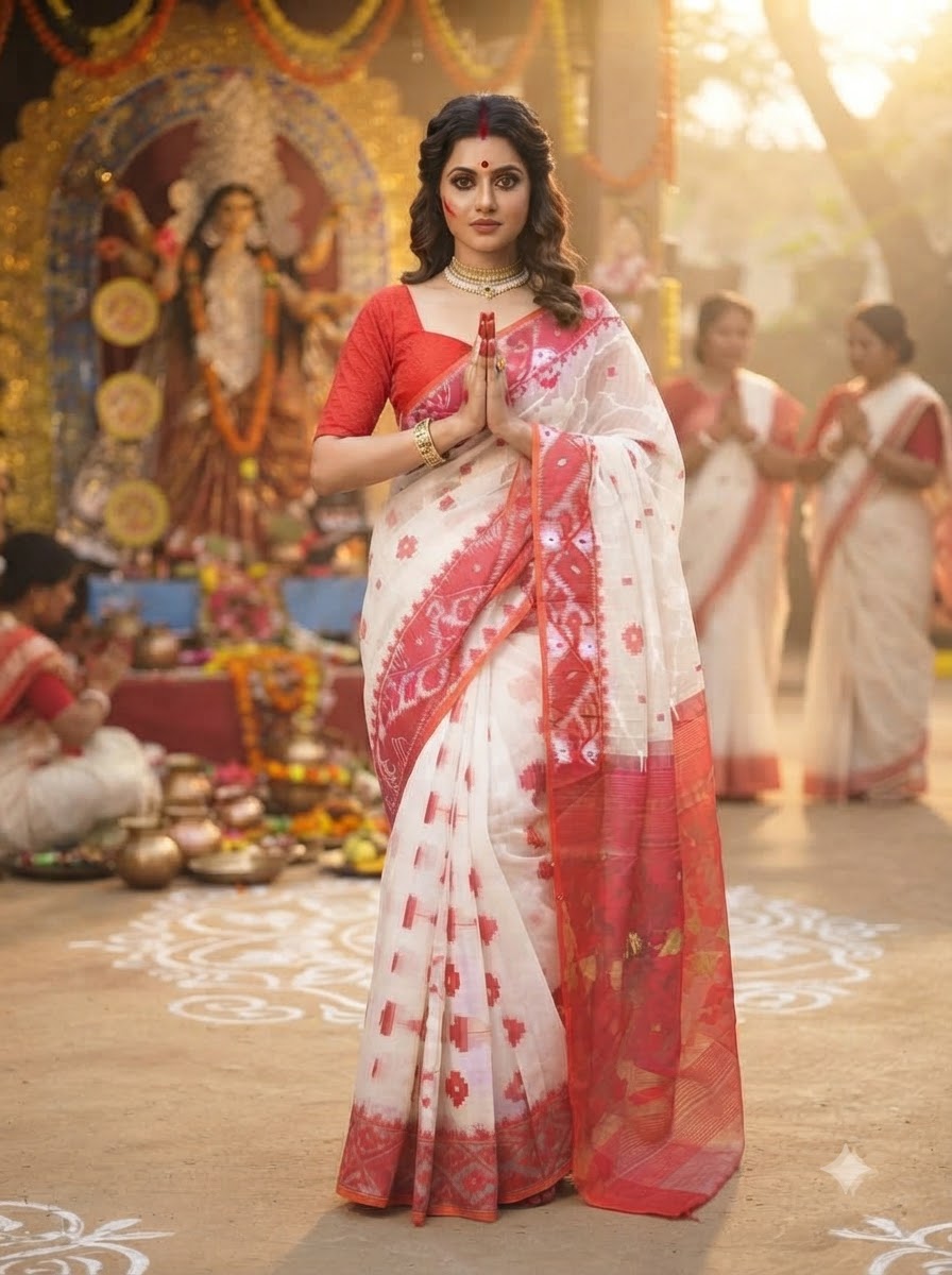Banglar Taan- Dhakai Jamdani Saree(Pink)