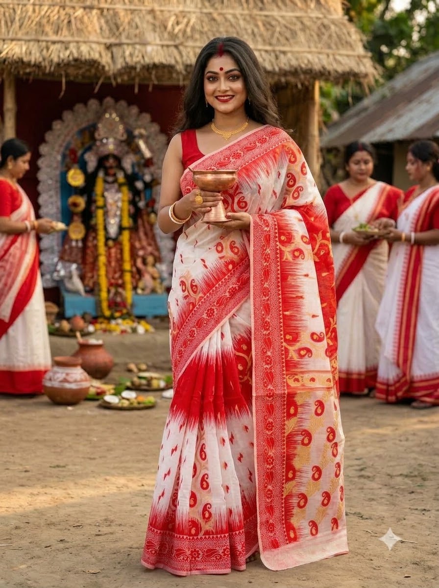 Rajonigandha Bengal Jamdani Saree