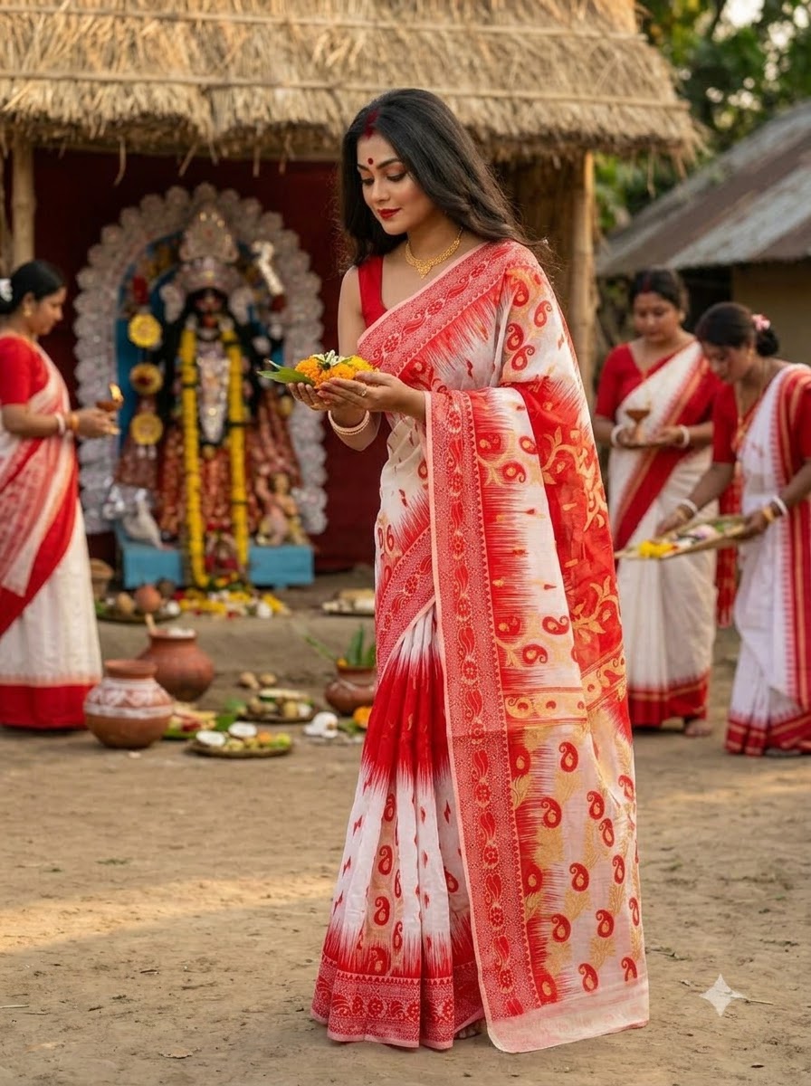 Rajonigandha Bengal Jamdani Saree