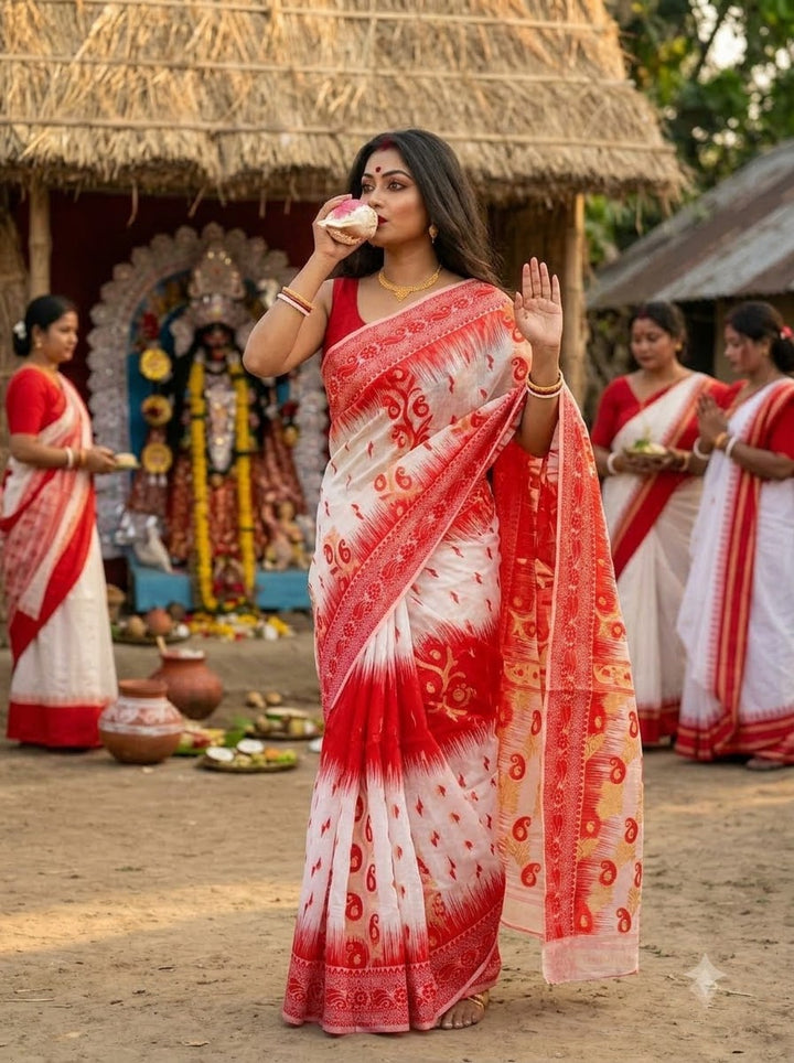 Rajonigandha Bengal Jamdani Saree
