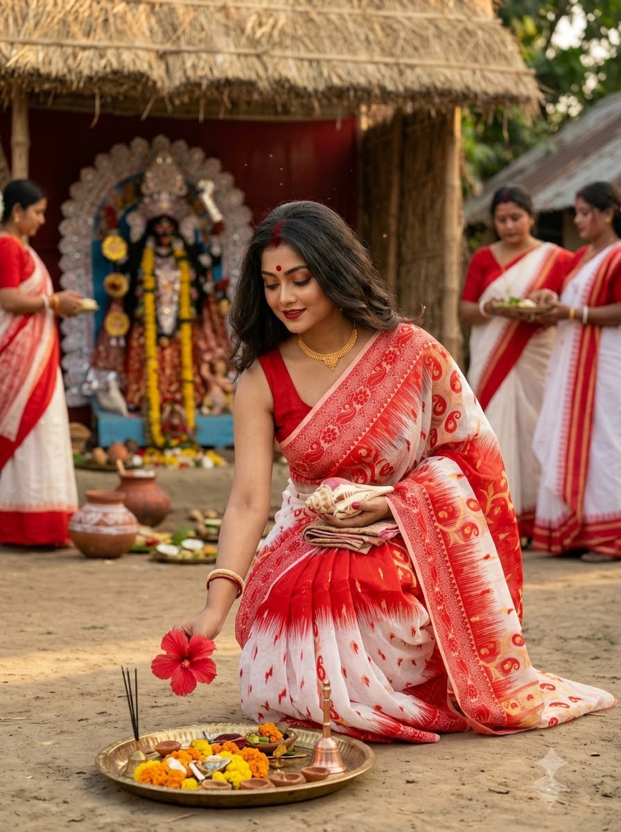 Rajonigandha Bengal Jamdani Saree