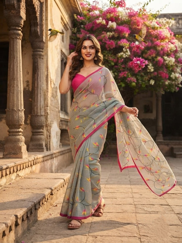 Kusum Reshom Kota Saree With Embroidery work