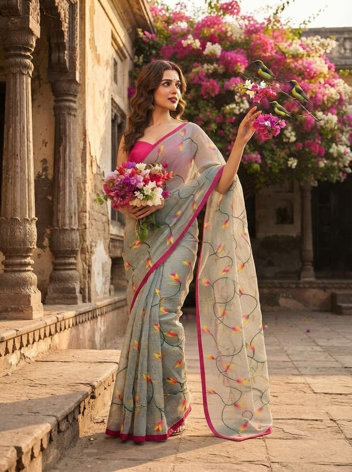 Kusum Reshom Kota Saree With Embroidery work