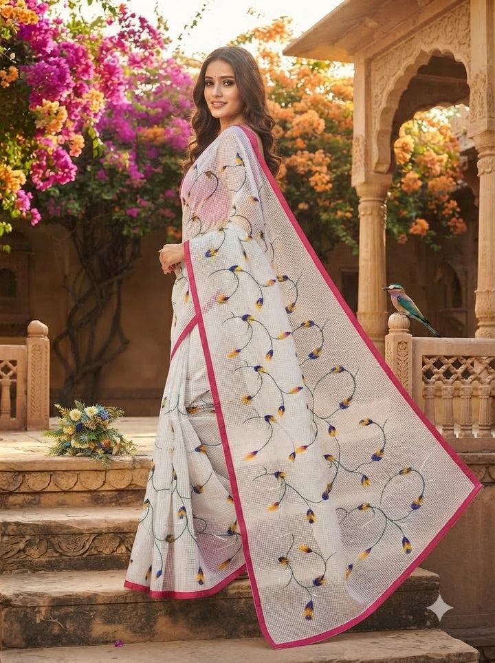 Kusum Reshom Kota Saree With Embroidery work