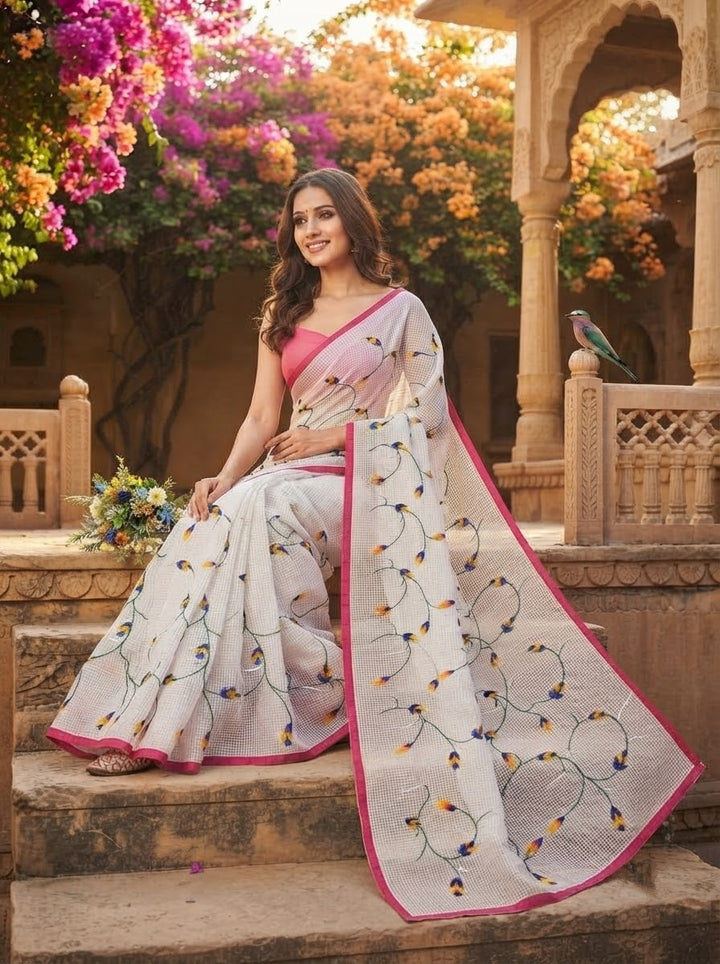 Kusum Reshom Kota Saree With Embroidery work