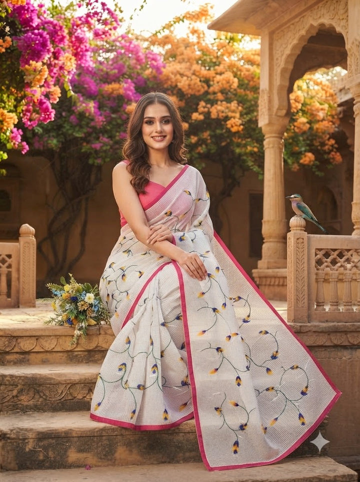 Kusum Reshom Kota Saree With Embroidery work