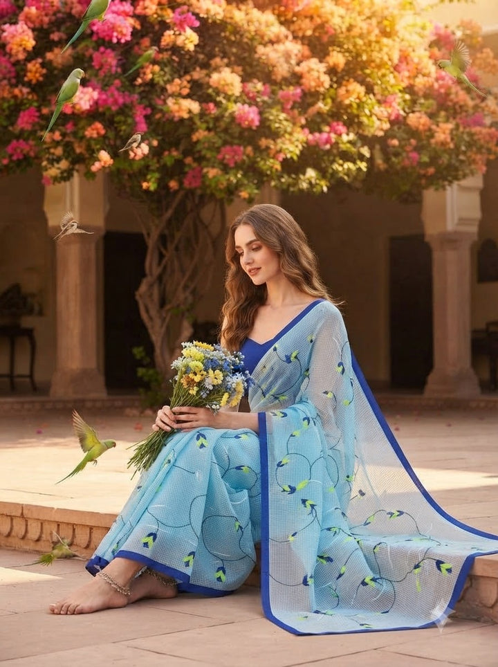 Kusum Reshom Kota Saree With Embroidery work