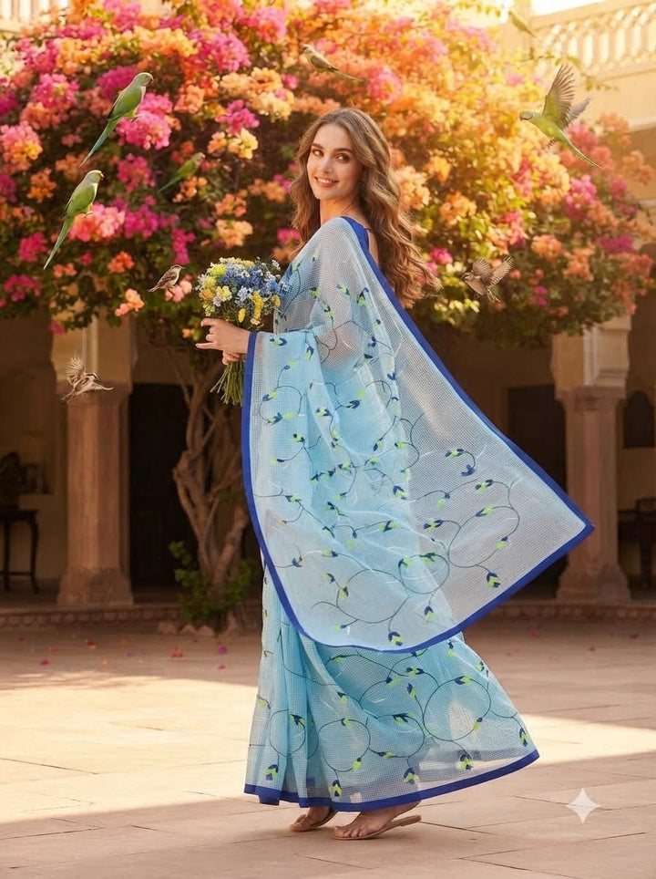 Kusum Reshom Kota Saree With Embroidery work