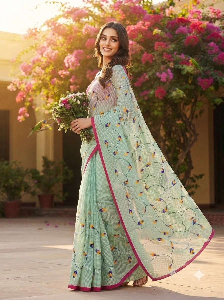 Kusum Reshom Kota Saree With Embroidery work