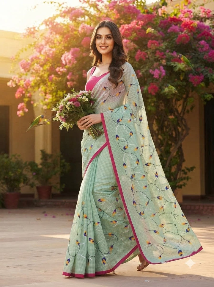 Kusum Reshom Kota Saree With Embroidery work