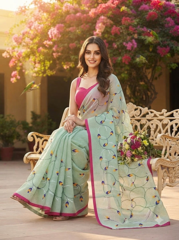 Kusum Reshom Kota Saree With Embroidery work