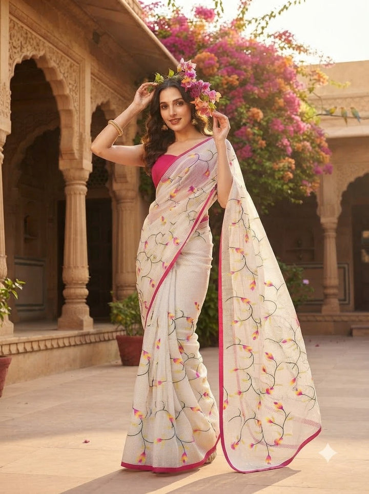 Kusum Reshom Kota Saree With Embroidery work
