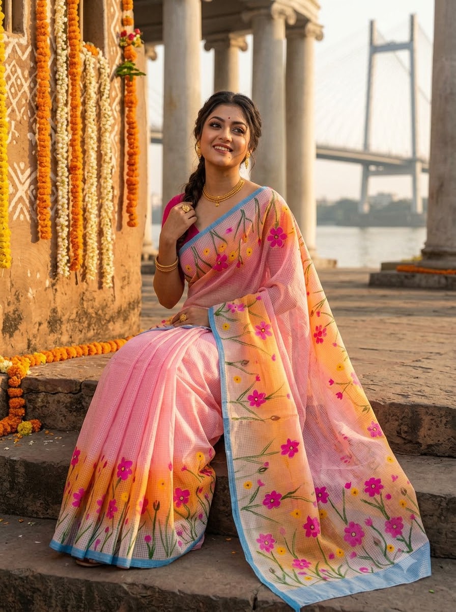 Gulabika Hand Painted Resham Kota Saree