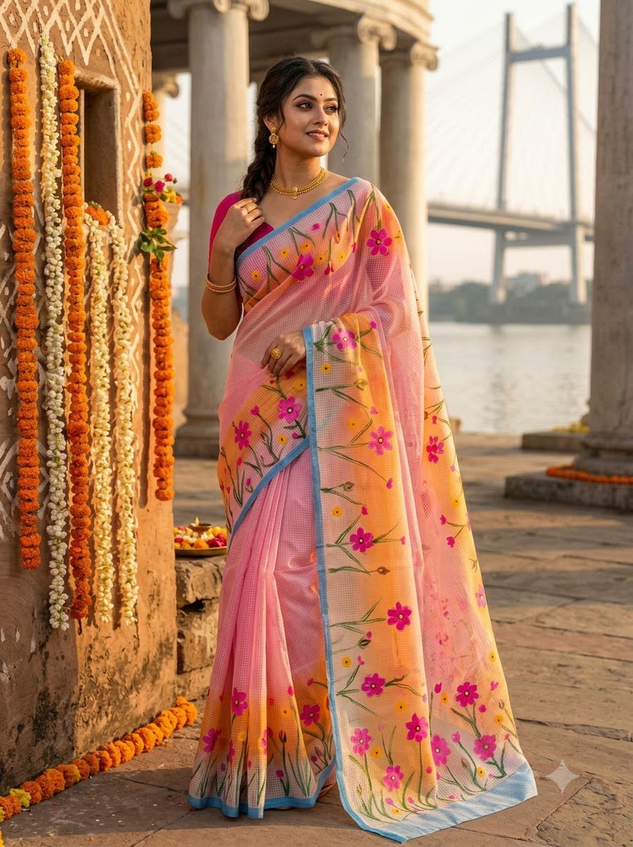 Gulabika Hand Painted Resham Kota Saree