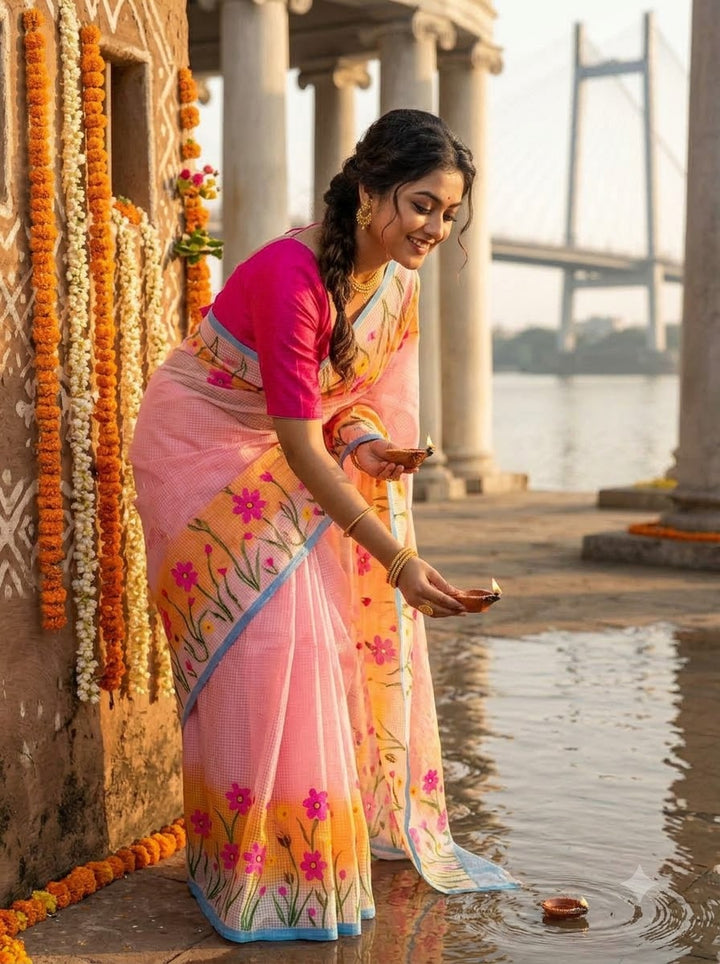Gulabika Hand Painted Resham Kota Saree