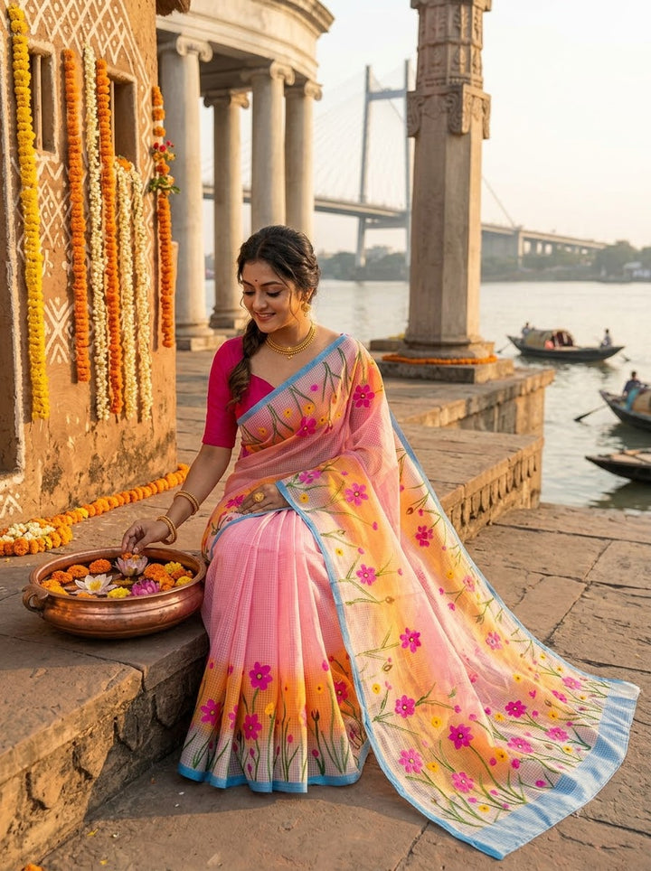 Gulabika Hand Painted Resham Kota Saree