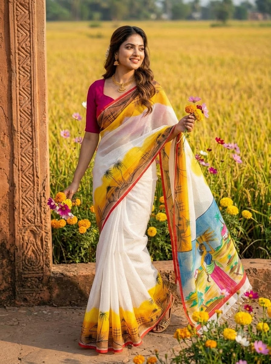 Madhumalati Hand Painted Resham Kota Saree
