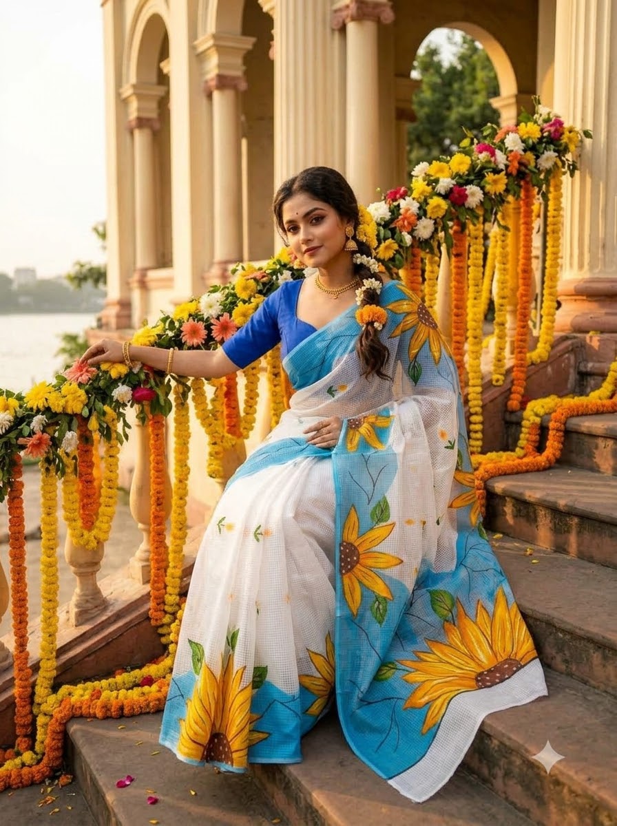 Surjomukhi Maya Hand Painted Resham Kota Saree