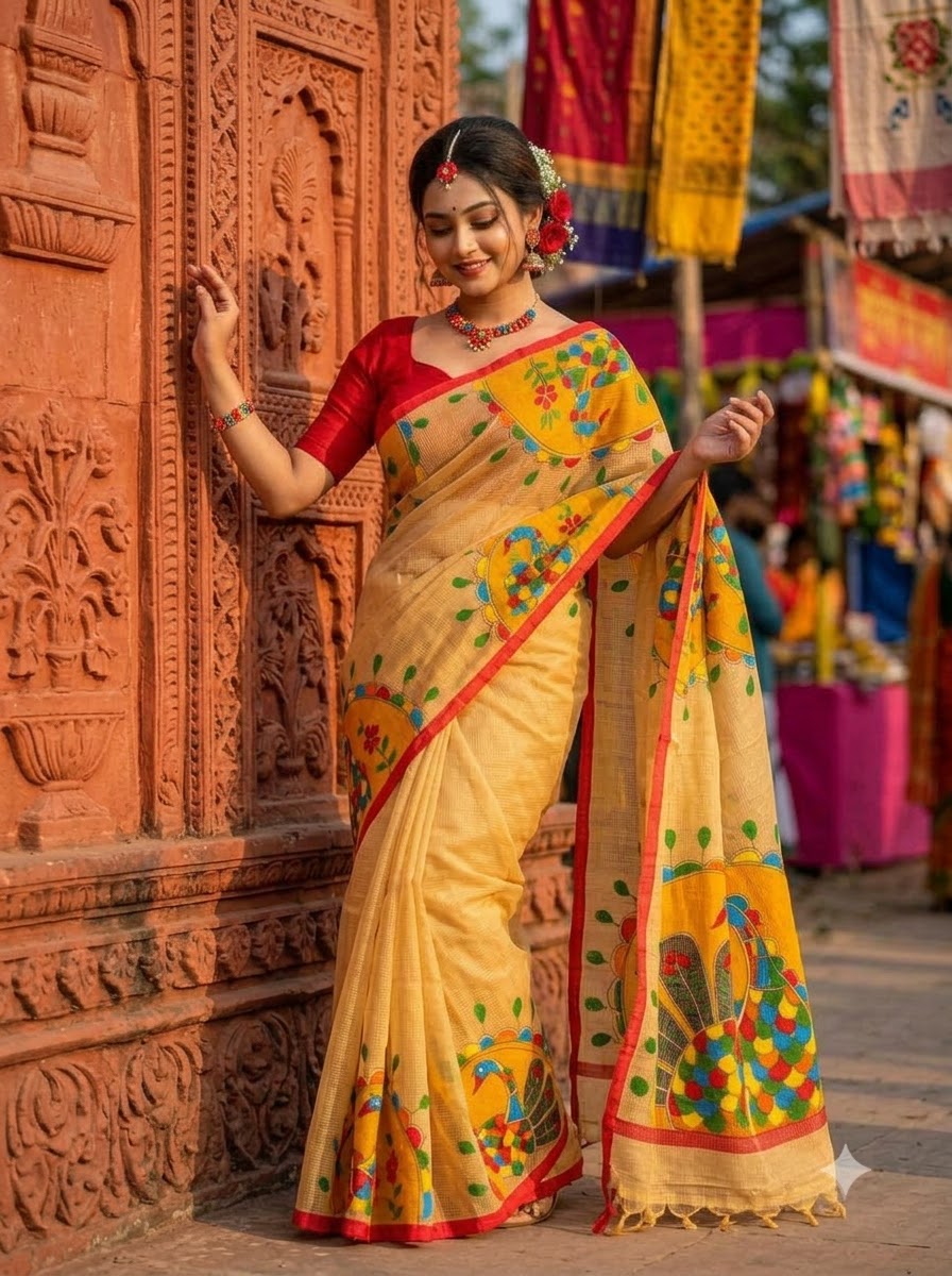 Sona Roddur Hand Painted Resham Kota Saree
