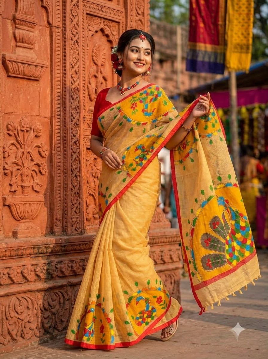 Sona Roddur Hand Painted Resham Kota Saree