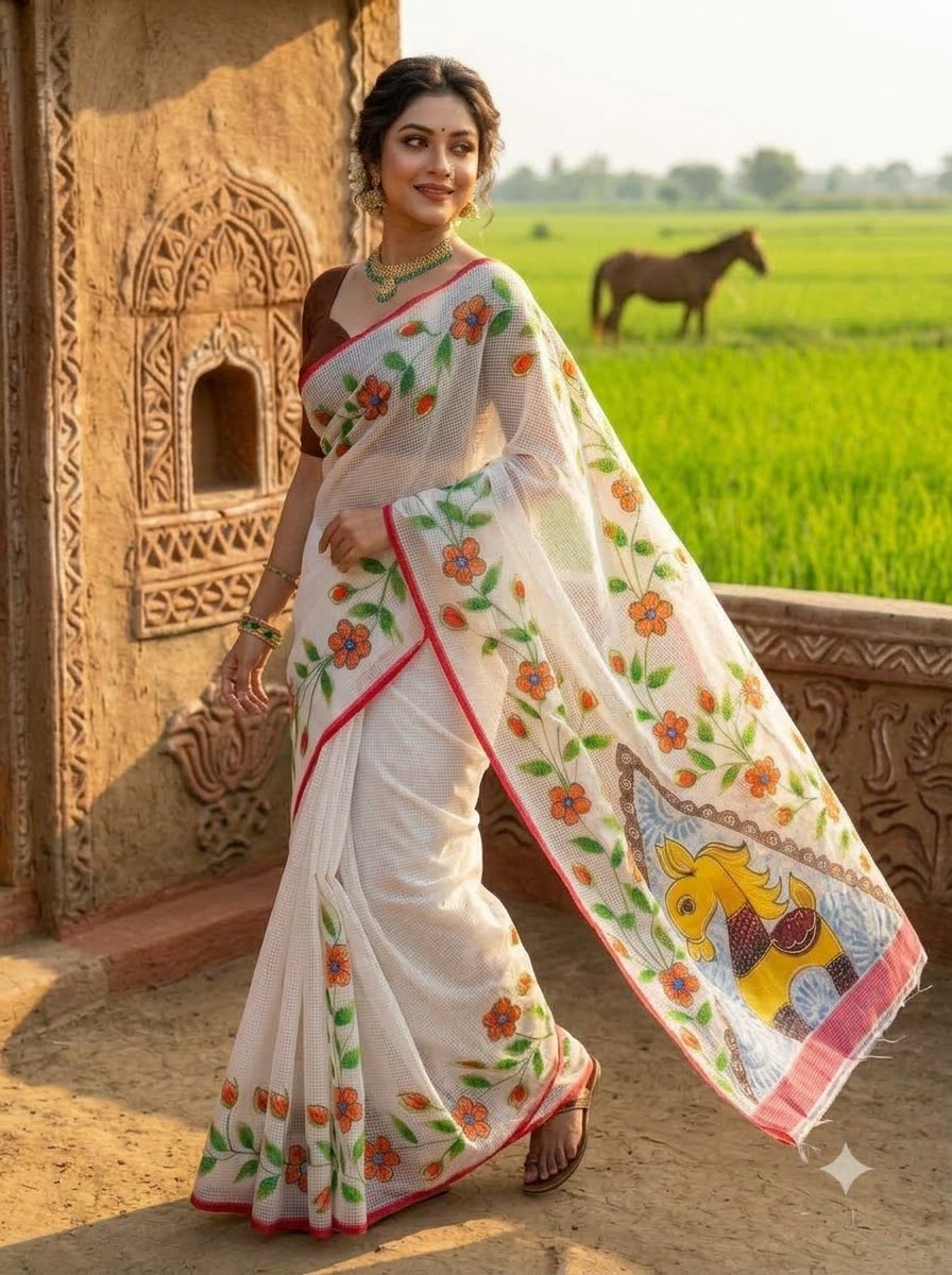 Ashwamedh Hand Painted Resham Kota Saree
