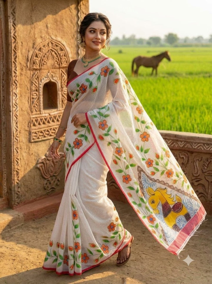 Ashwamedh Hand Painted Resham Kota Saree