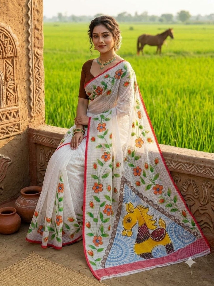 Ashwamedh Hand Painted Resham Kota Saree