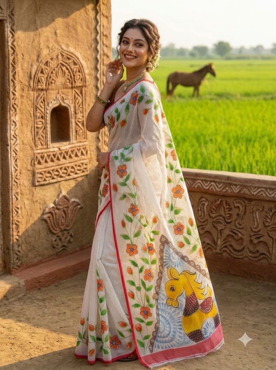 Ashwamedh Hand Painted Resham Kota Saree
