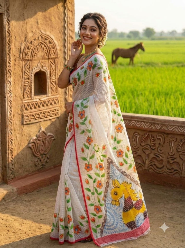 Ashwamedh Hand Painted Resham Kota Saree