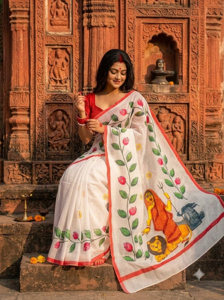 Shailaputri Hand Painted Resham Kota Saree