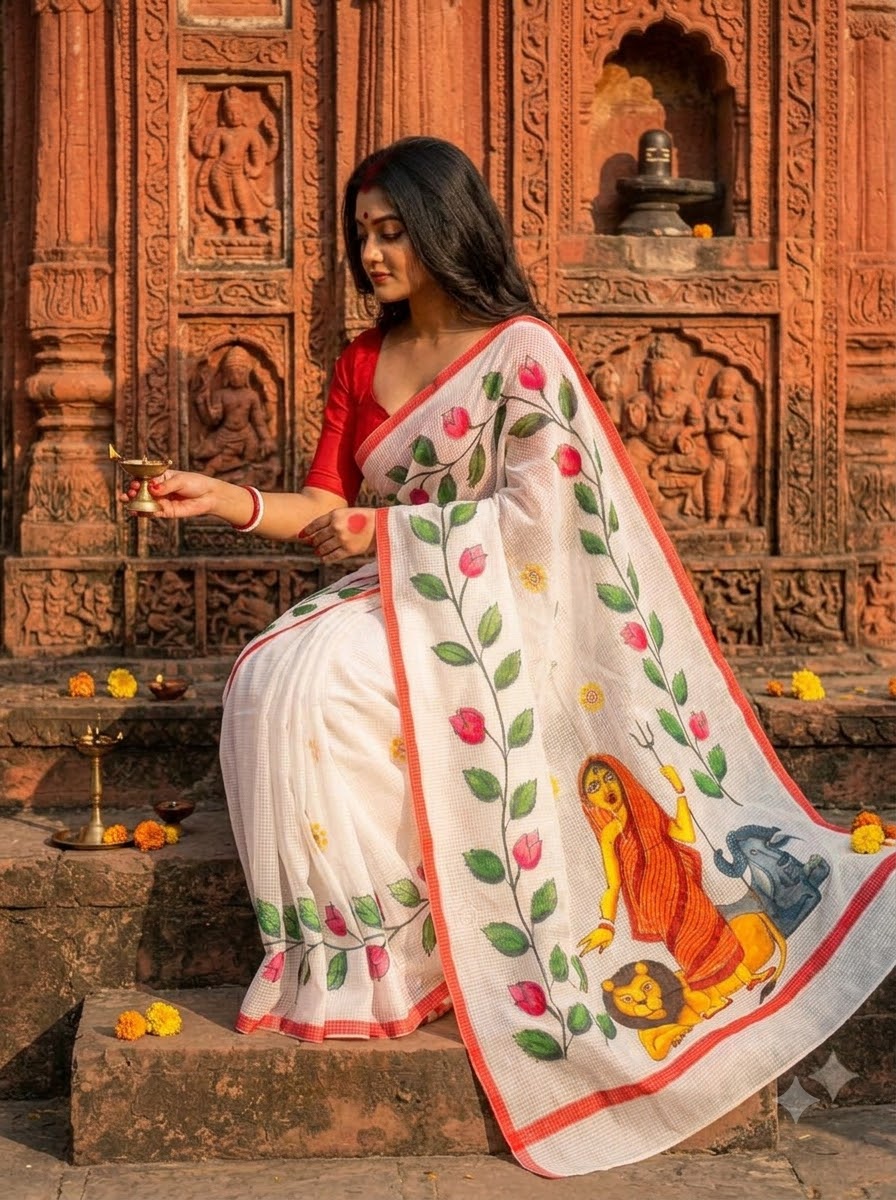 Shailaputri Hand Painted Resham Kota Saree