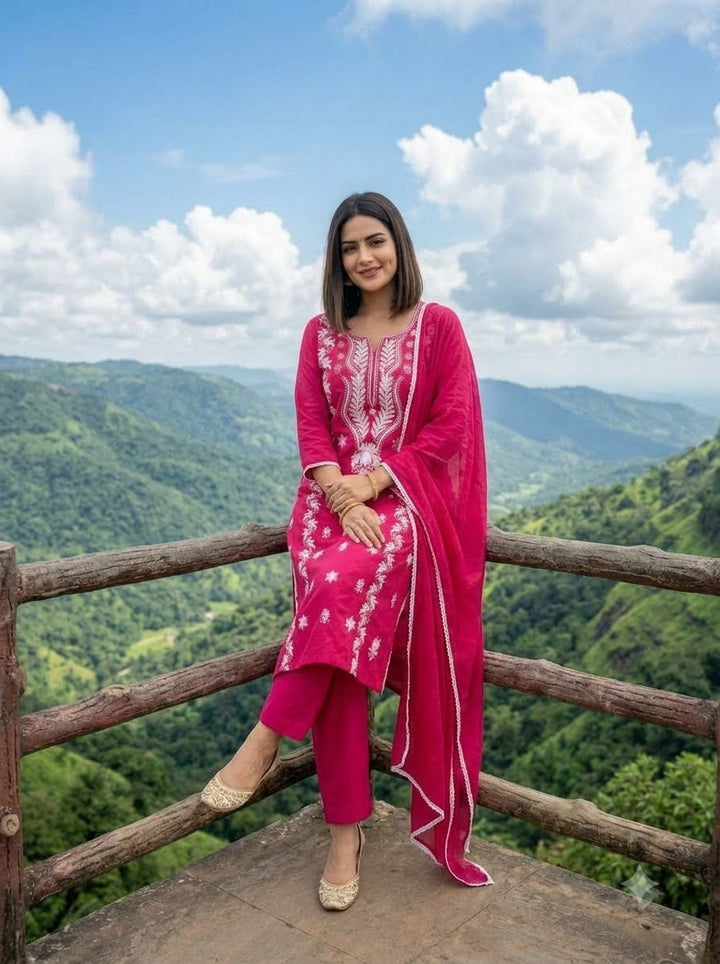 The One and Only - Chikankari Embroidered Cotton Kurti Set