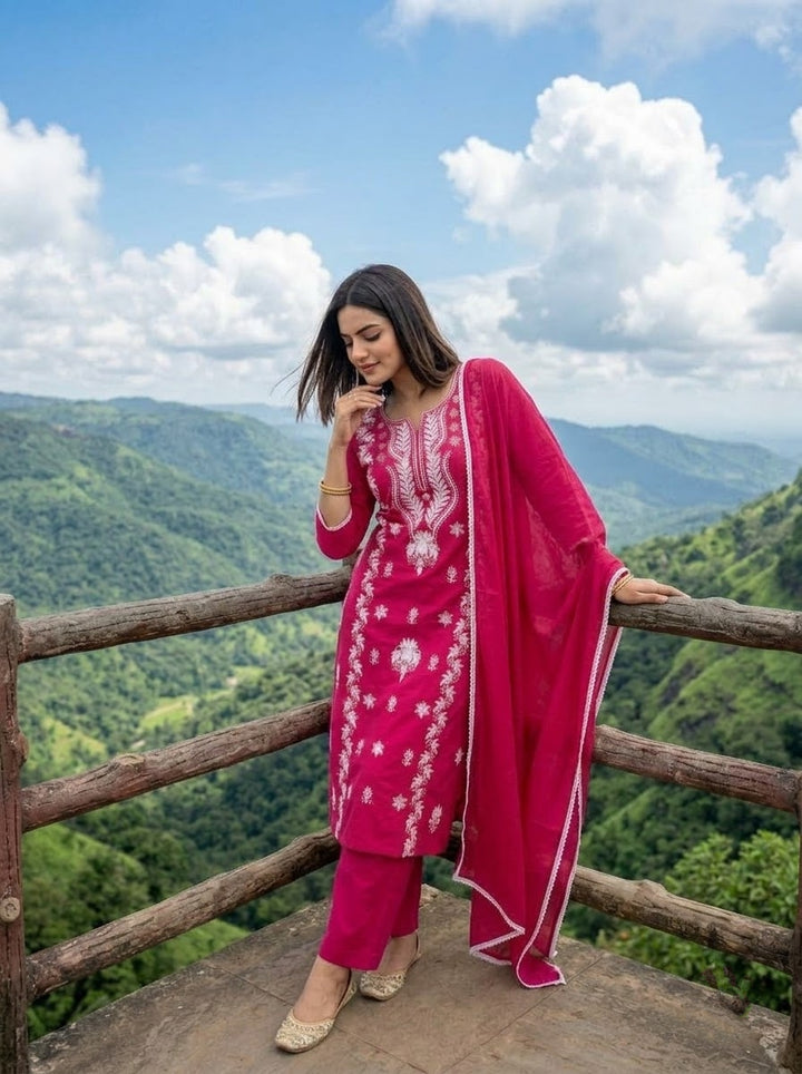 The One and Only - Chikankari Embroidered Cotton Kurti Set