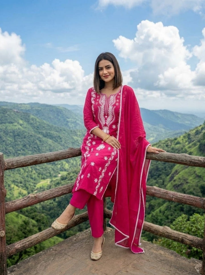 The One and Only - Chikankari Embroidered Cotton Kurti Set