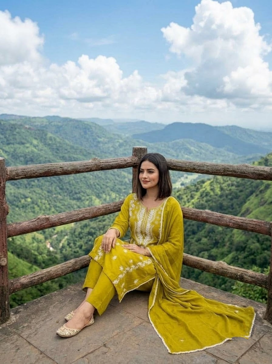 The One and Only - Chikankari Embroidered Cotton Kurti Set