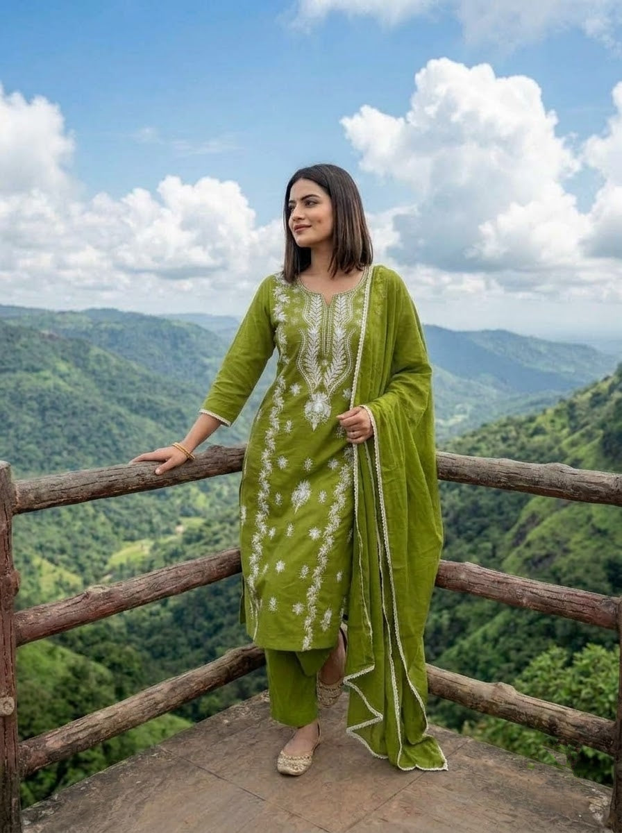 The One and Only - Chikankari Embroidered Cotton Kurti Set