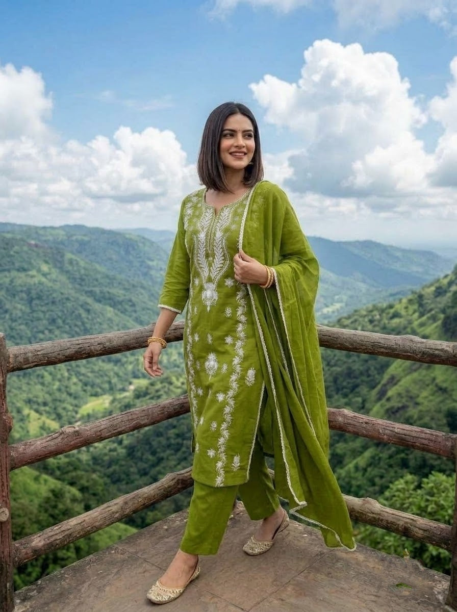 The One and Only - Chikankari Embroidered Cotton Kurti Set