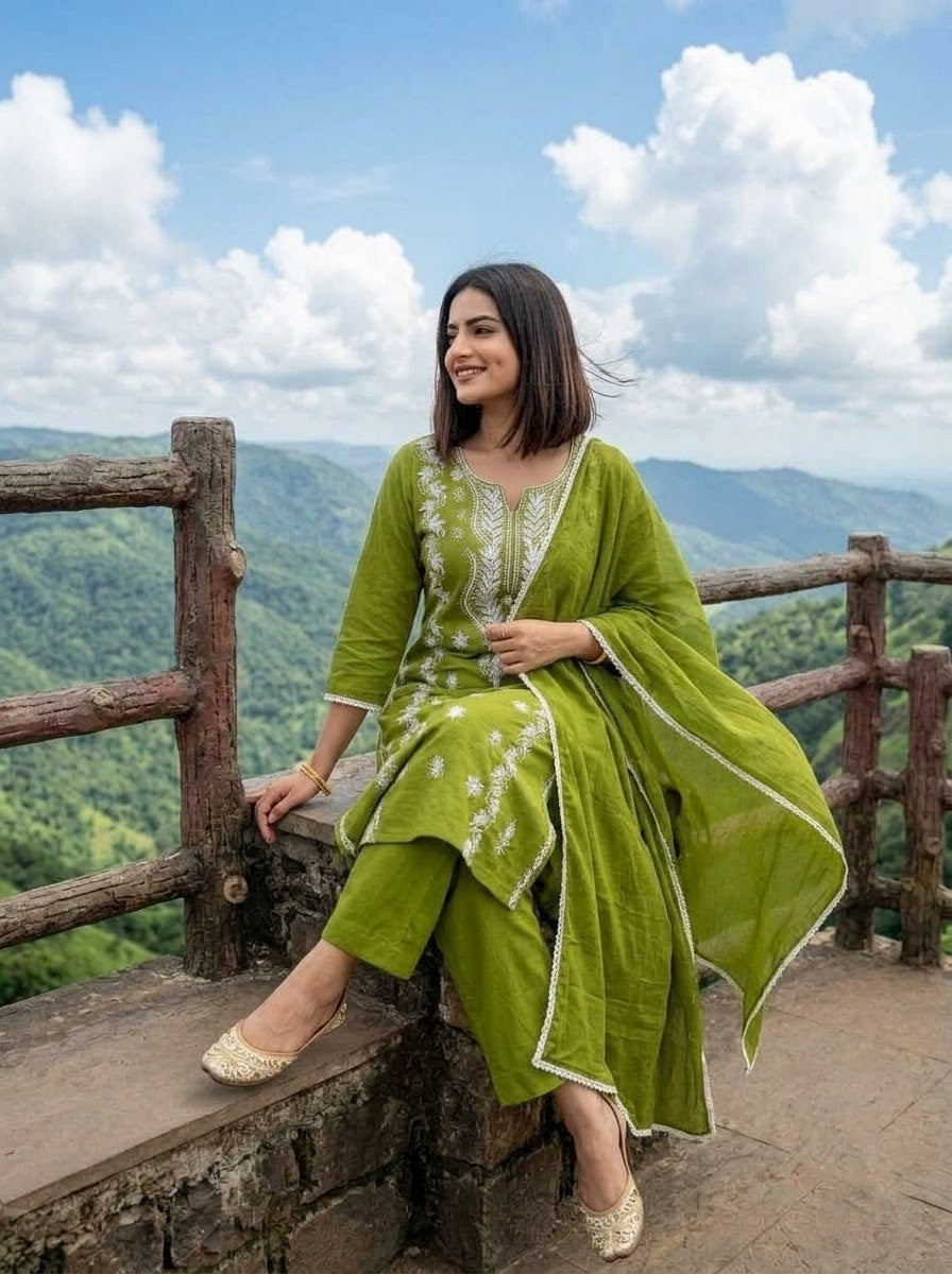 The One and Only - Chikankari Embroidered Cotton Kurti Set