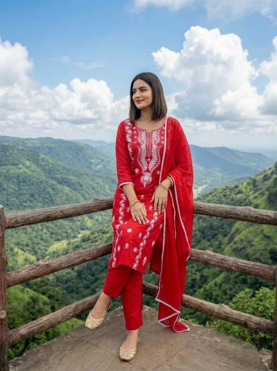 The One and Only - Chikankari Embroidered Cotton Kurti Set