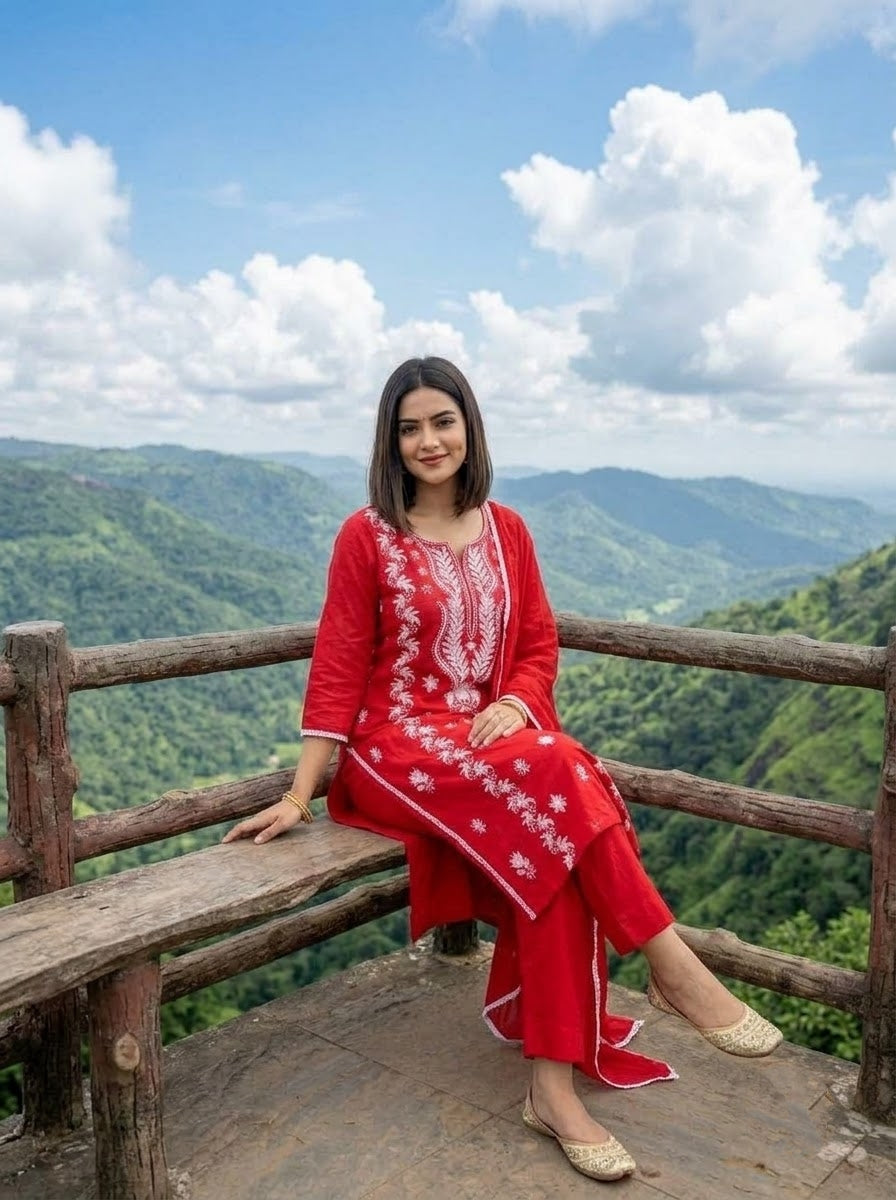 The One and Only - Chikankari Embroidered Cotton Kurti Set
