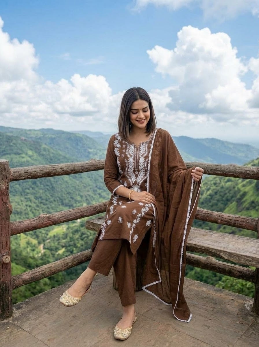 The One and Only - Chikankari Embroidered Cotton Kurti Set