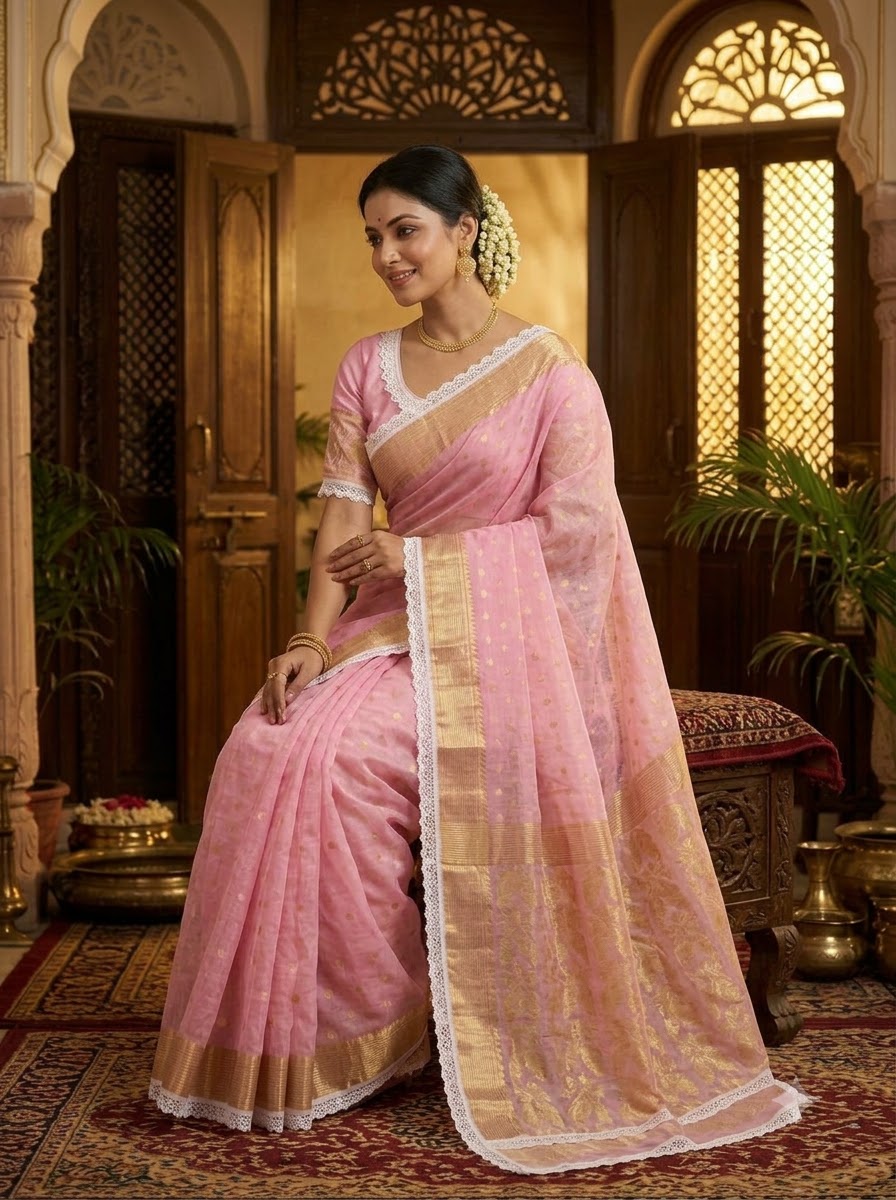 Aradhana Bengal Jamdani Saree with Blouse (Combo)