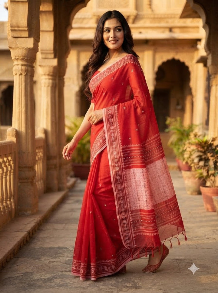 Haridrita Khadi Jamdani Saree