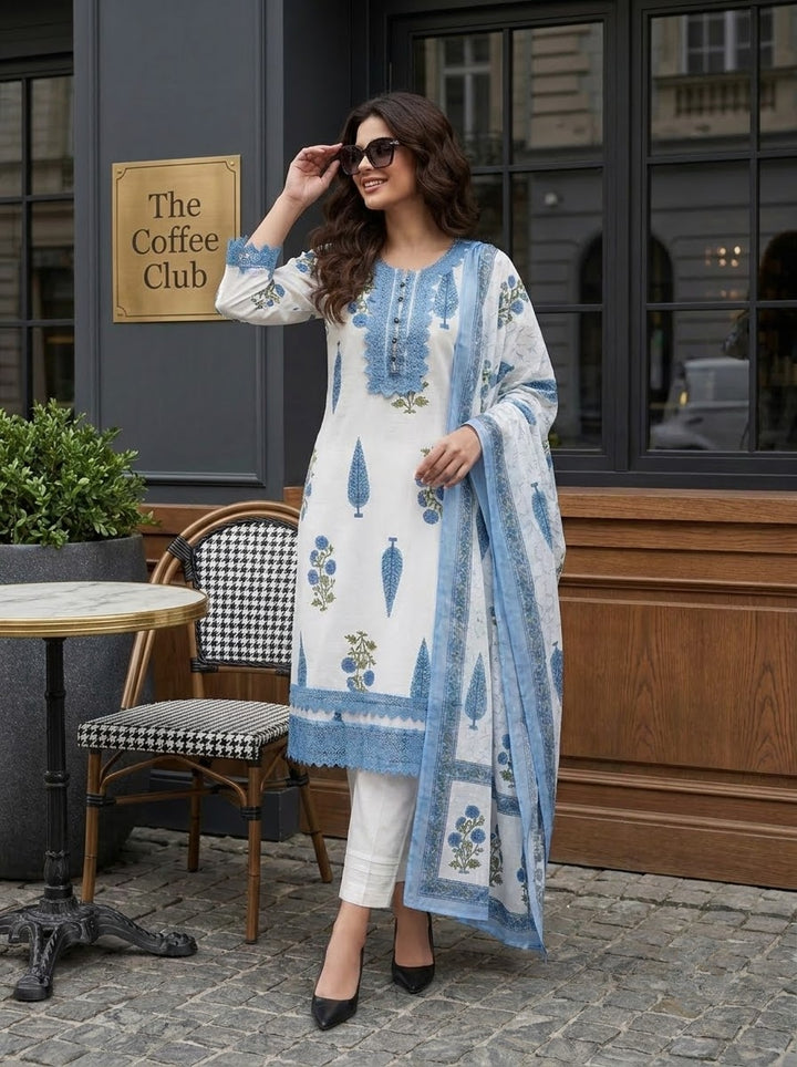 Blue Belle Cotton Kurti Set