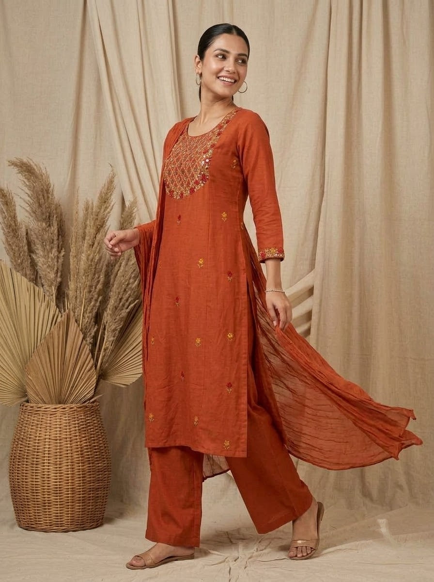 The Desi Crush Cotton Kurti Set