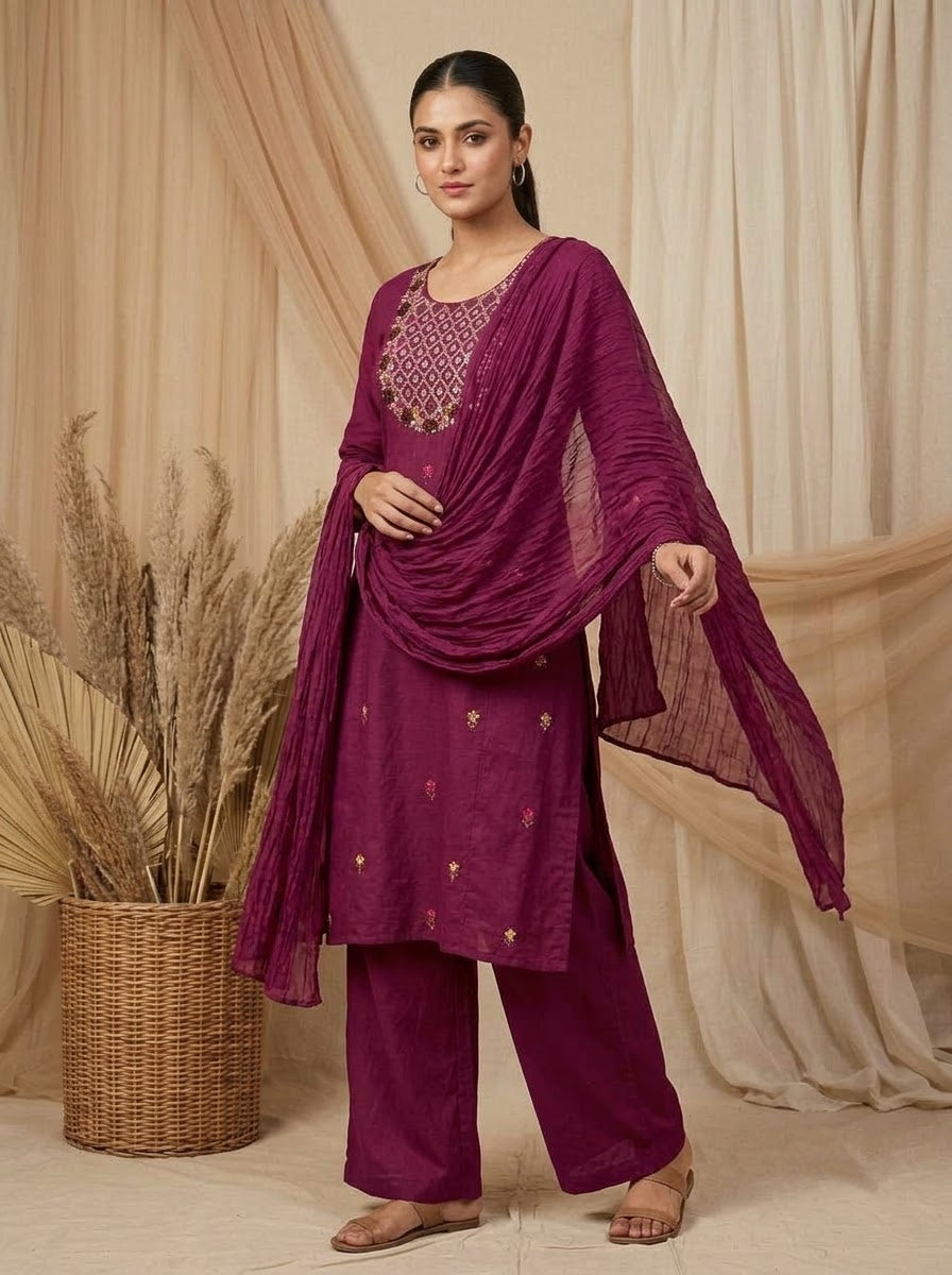 The Desi Crush Cotton Kurti Set