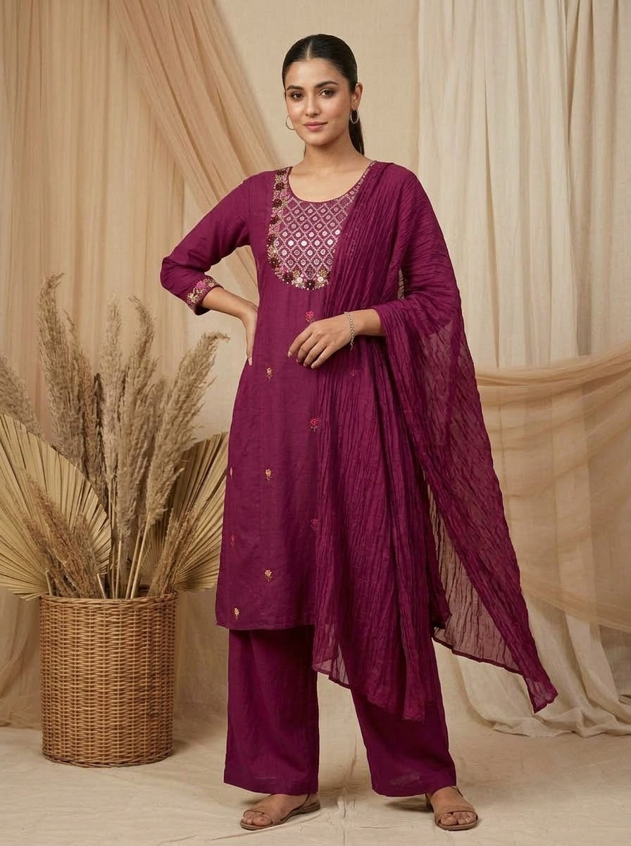 The Desi Crush Cotton Kurti Set